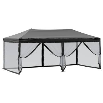  Folding Party Tent with Sidewalls Black 3x6 m