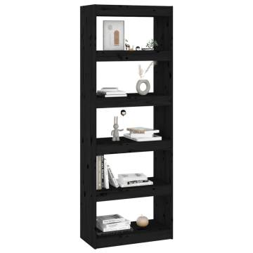 Book Cabinet/Room Divider Black 60x30x167.5 cm Solid Wood Pine