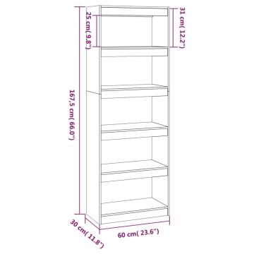 Book Cabinet/Room Divider Black 60x30x167.5 cm Solid Wood Pine