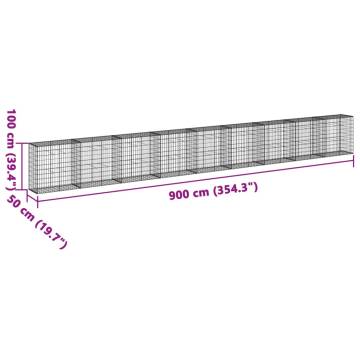  Gabion Basket with Cover 900x50x100 cm Galvanised Iron