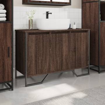  Bathroom Sink Cabinet Brown Oak 91x35x60 cm Engineered Wood