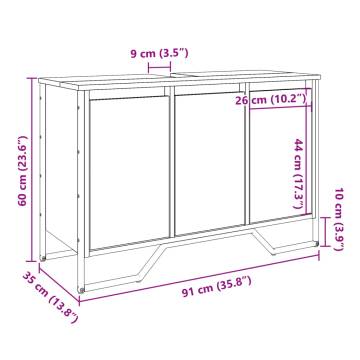  Bathroom Sink Cabinet Brown Oak 91x35x60 cm Engineered Wood