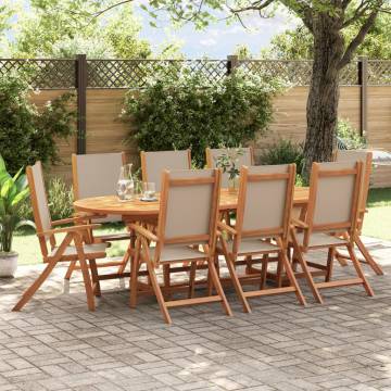  Folding Garden Chairs 8 pcs Solid Wood Acacia and Textilene