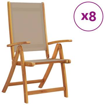  Folding Garden Chairs 8 pcs Solid Wood Acacia and Textilene