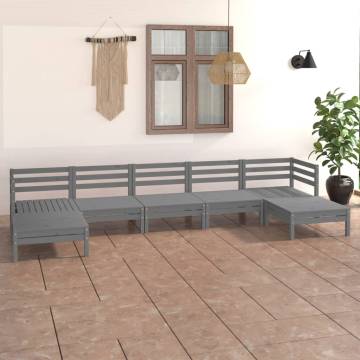 7 Piece Garden Lounge Set Grey Solid Wood Pine