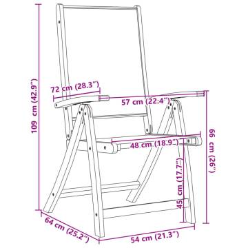  Folding Garden Chairs 8 pcs Solid Wood Acacia and Textilene