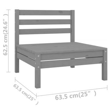 7 Piece Garden Lounge Set Grey Solid Wood Pine