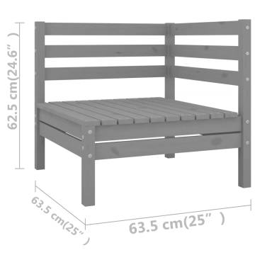 7 Piece Garden Lounge Set Grey Solid Wood Pine