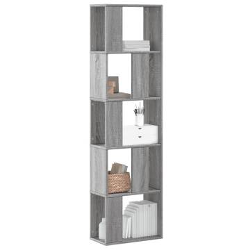  Bookcase 5-Tier Grey Sonoma 45x23.5x162.5 cm Engineered Wood