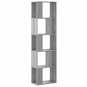  Bookcase 5-Tier Grey Sonoma 45x23.5x162.5 cm Engineered Wood