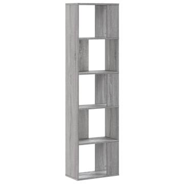  Bookcase 5-Tier Grey Sonoma 45x23.5x162.5 cm Engineered Wood