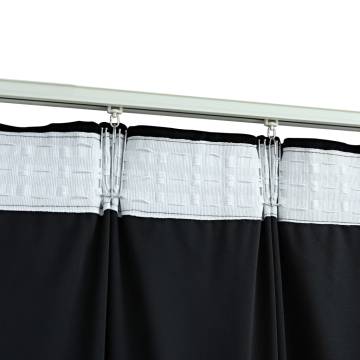 Blackout Curtains 2 pcs with Hooks Velvet Black 140x225 cm