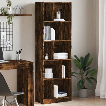  Bookcase Smoked Oak 57x28.5x174 cm Engineered Wood