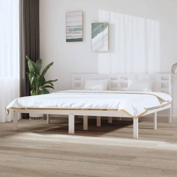 Bed Frame White Solid Wood Pine 200x200 cm