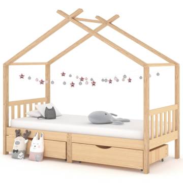  Kids Bed Frame with Drawers Solid Pine Wood 90x200 cm