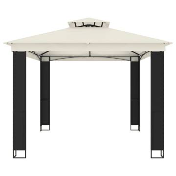  Gazebo with Double Roof Cream 3.94x2.96 m Steel