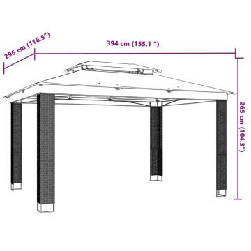  Gazebo with Double Roof Cream 3.94x2.96 m Steel