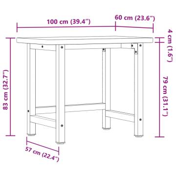  Workbench 100x60x83 cm Solid Wood Oak Rectangular