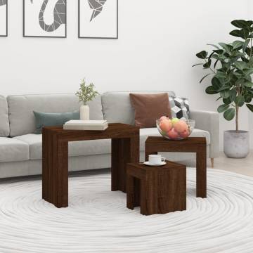  Nesting Coffee Tables 3 pcs Brown Oak Engineered Wood