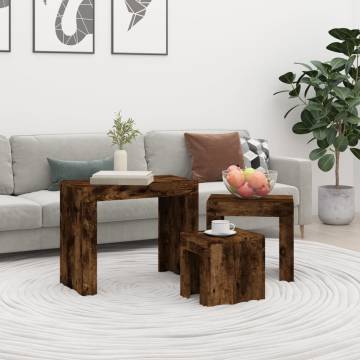  Nesting Coffee Tables 3 pcs Smoked Oak Engineered Wood