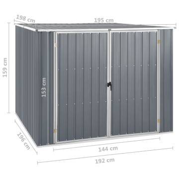  Garden Shed Grey 195x198x159 cm Galvanised Steel