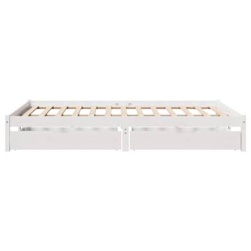  Bed Frame with Drawers White 120x190 cm Small Double Solid Wood Pine