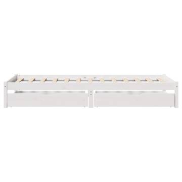  Bed Frame with Drawers White 90x200 cm Solid Wood Pine