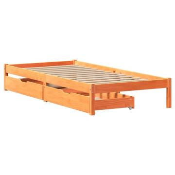  Bed Frame with Drawers Wax Brown 100x200 cm Solid Wood Pine