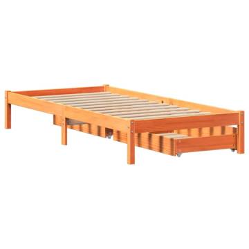  Bed Frame with Drawers Wax Brown 100x200 cm Solid Wood Pine