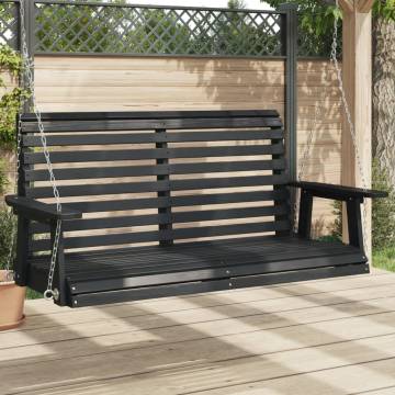  Garden Swing Bench with Metal Chains Black Solid Wood Fir