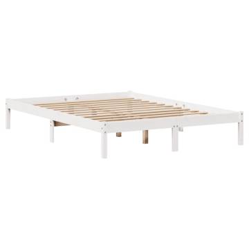  Bed Frame with Drawers White 140x190 cm Solid Wood Pine