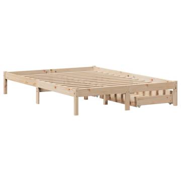  Bed Frame with Drawers 120x200 cm Solid Wood Pine