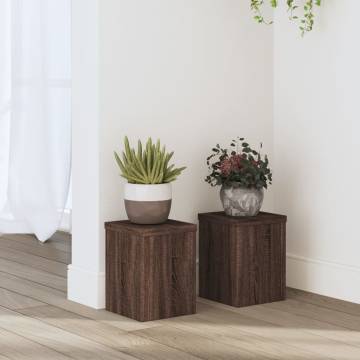  Plant Stands 2 pcs Brown Oak 15x15x20 cm Engineered Wood