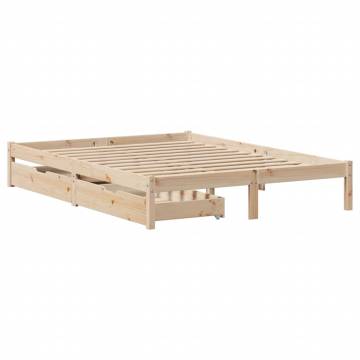  Bed Frame with Drawers 120x190 cm Small Double Solid Wood Pine