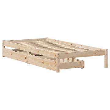  Bed Frame with Drawers 90x200 cm Solid Wood Pine