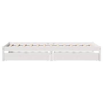  Bed Frame with Drawers White 75x190 cm Small Single Solid Wood Pine