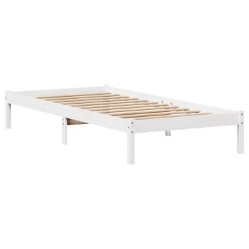  Bed Frame with Drawers White 75x190 cm Small Single Solid Wood Pine