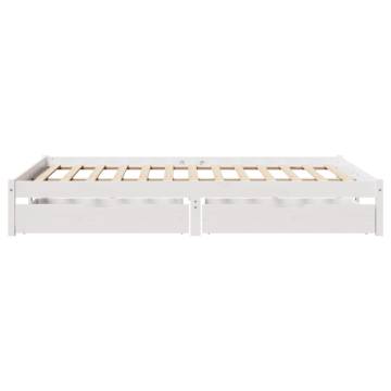  Bed Frame with Drawers White 140x200 cm Solid Wood Pine