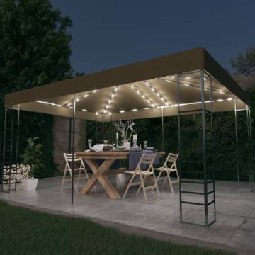  Gazebo with LED String Lights 3x4 m Taupe