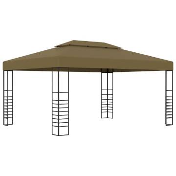  Gazebo with LED String Lights 3x4 m Taupe