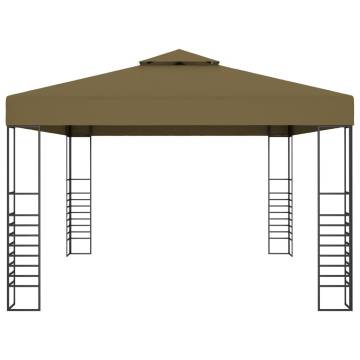  Gazebo with LED String Lights 3x4 m Taupe