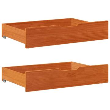  Under-Bed Drawers 2 pcs Wax Brown 80x55x16 cm Solid Wood Pine