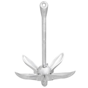 Folding Anchor with Rope Silver 4 kg Malleable Iron