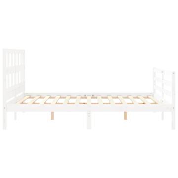 Bed Frame with Headboard White 160x200 cm Solid Wood