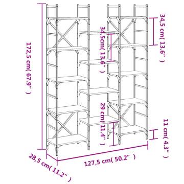 Bookshelf Brown Oak 127.5x28.5x172.5 cm Engineered Wood