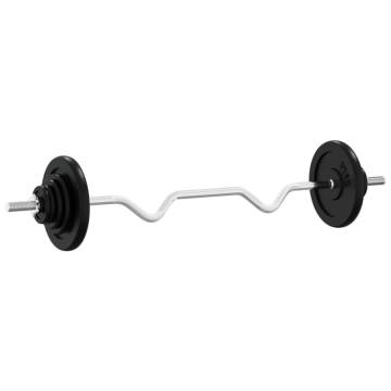 Barbell with Plates 90 kg Cast Iron & Chrome Plated Steel