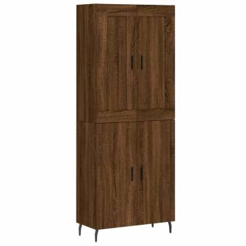 Highboard Brown Oak 69.5x34x180 cm Engineered Wood