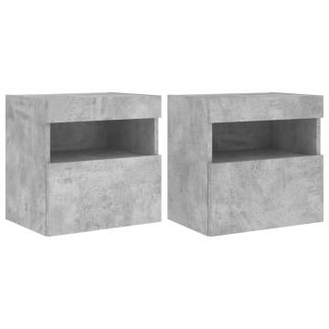 TV Wall Cabinets with LED Lights 2 pcs Concrete Grey 40x30x40 cm