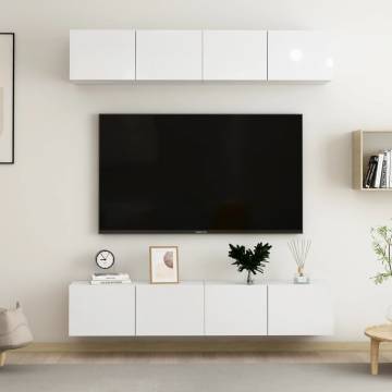 TV Cabinets 4 pcs High Gloss White 80x30x30 cm Engineered Wood