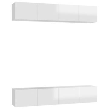 TV Cabinets 4 pcs High Gloss White 80x30x30 cm Engineered Wood